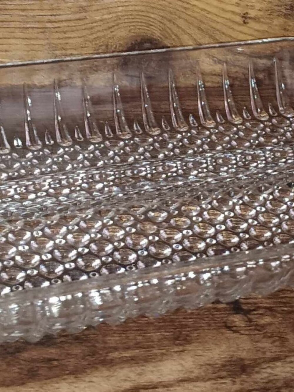 Hobnail Glass 2 Sections Rectangular Dish